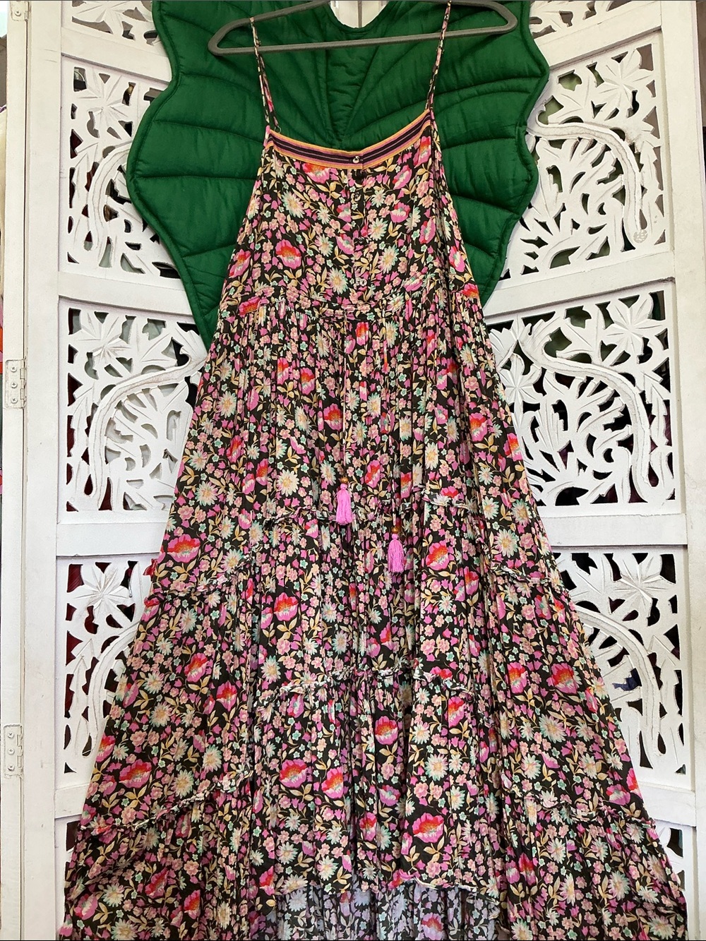 NWOT Spell & the gypsy Sunwashed Strappy Midi Dress brown/pink floral, XL. - Picture 2 of 12
